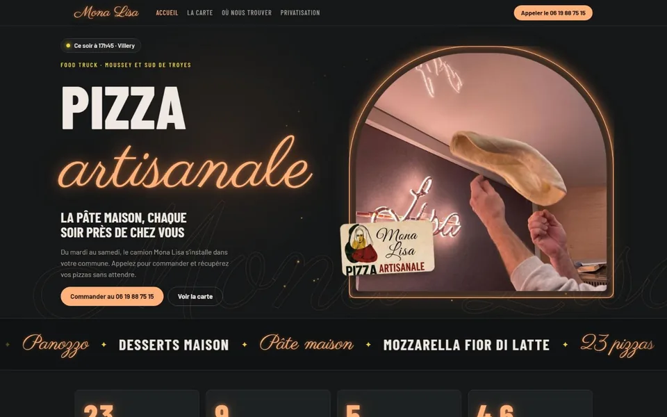 Page d'accueil de pizzamonalisa.fr